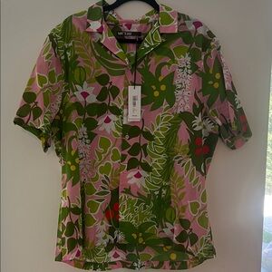 MR. TURK Pink and Green Floral Button-Up Shirt